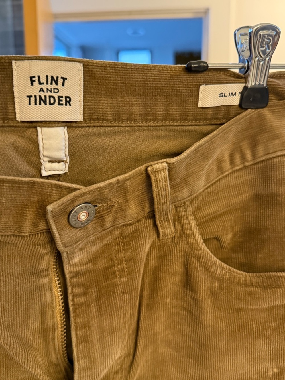 Flint and Tinder Slim Fit Corduroy Pants in Light Brown
